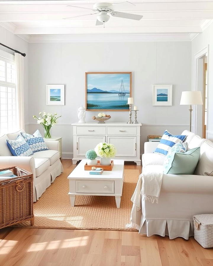 Coastal Cottage in Blue and Beige