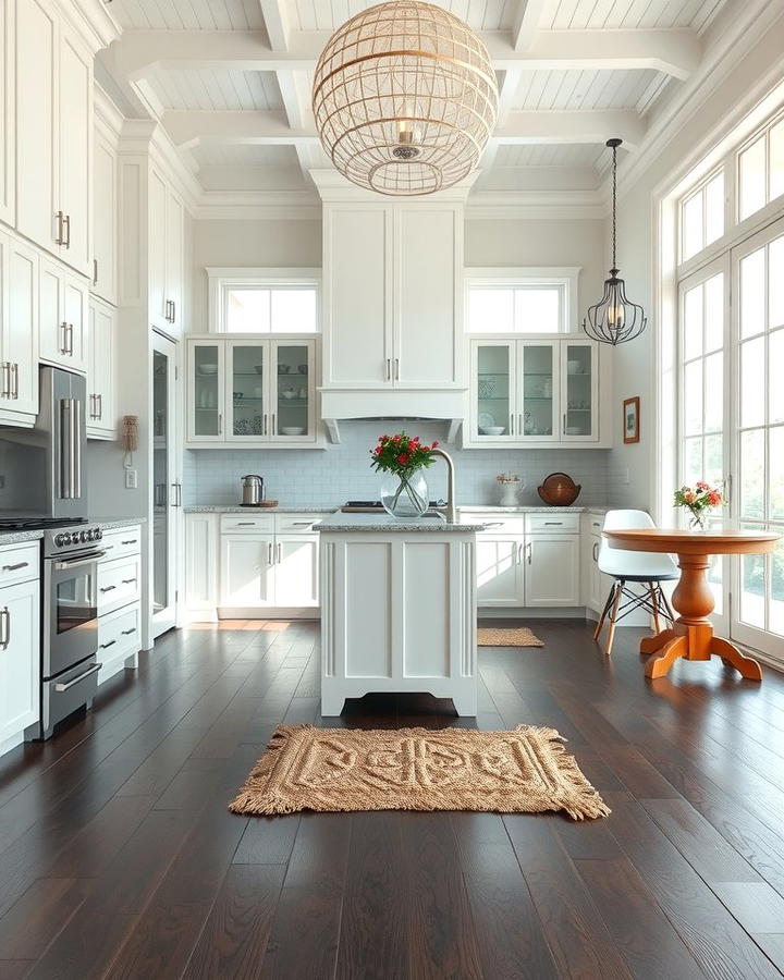 Coastal Elegance with Dark Flooring