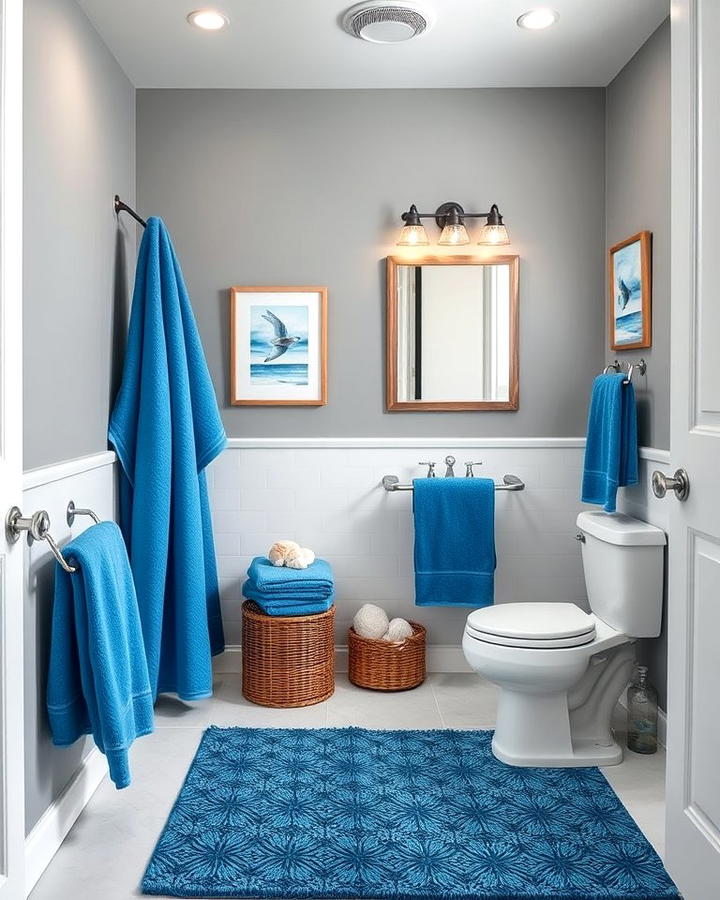 Coastal Gray Walls with Blue Accessories