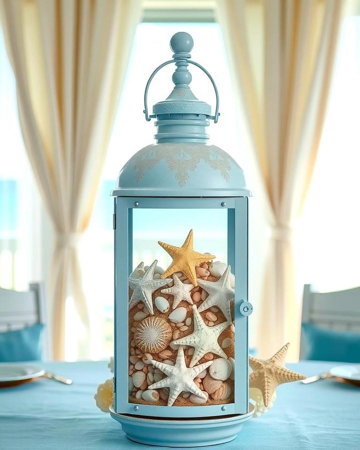 Coastal Inspired Lanterns with Seashells