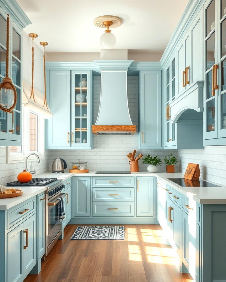 Coastal Inspired Light Blue Cabinets