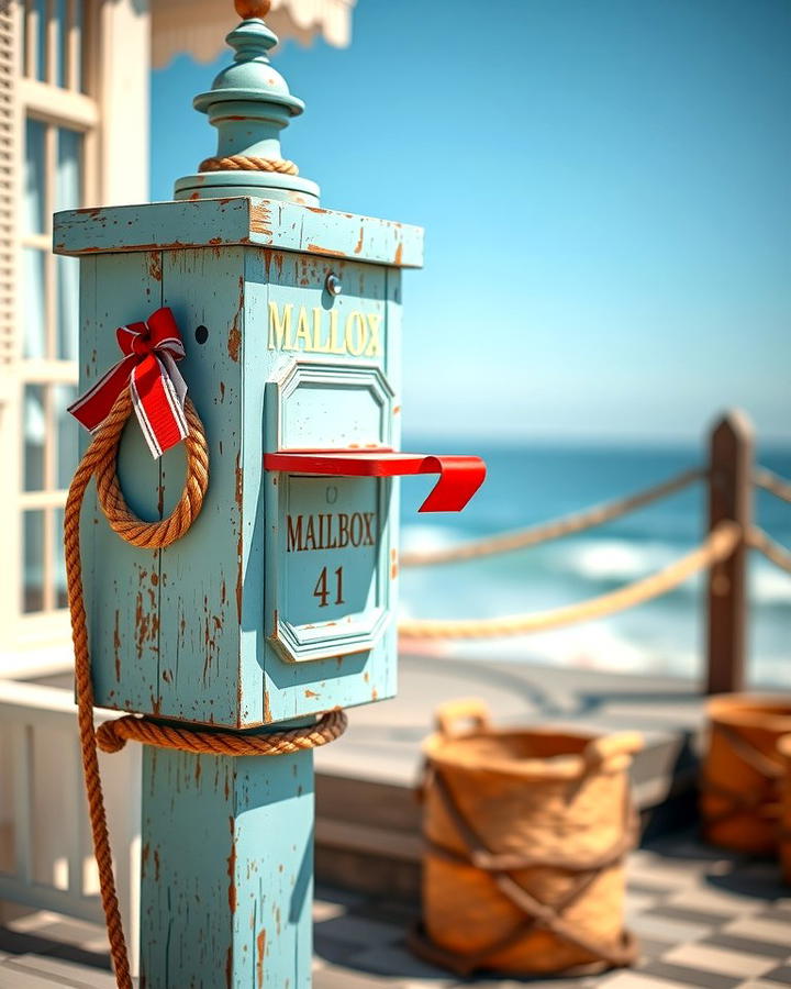 Coastal Themed Mailbox Post