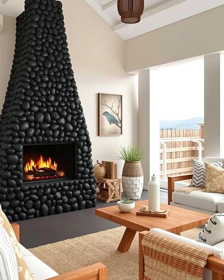 Coastal Vibes with Black Pebbled Stone