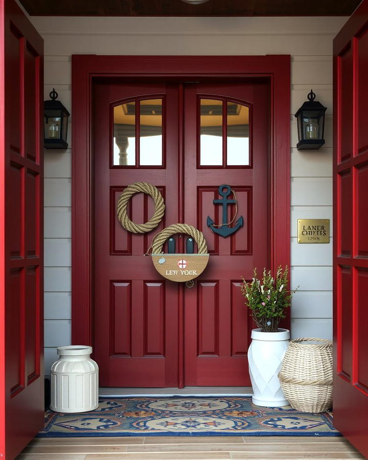 Coastal Vibes with Dark Red and Nautical Accents