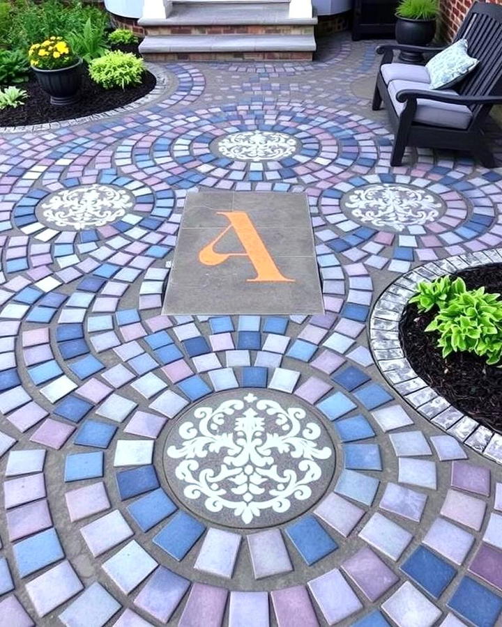 Cobblestone Patio with Custom Inlays