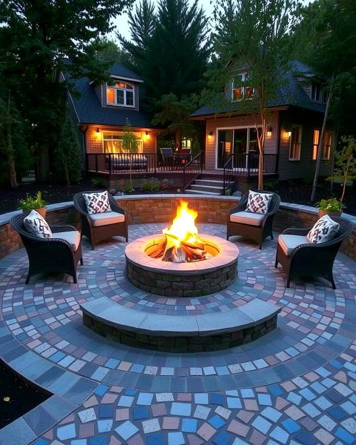 Cobblestone Patio with Fire Pit