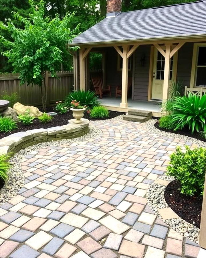 Cobblestone Patio with Gravel Infill