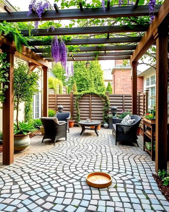 Cobblestone Patio with Pergola