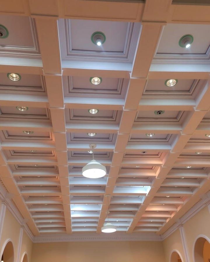 Coffered Ceiling with Integrated Lighting