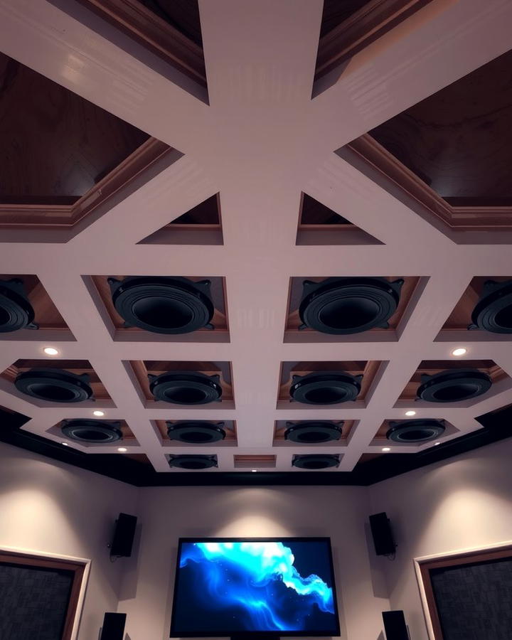 Coffered Ceiling with Integrated Speakers