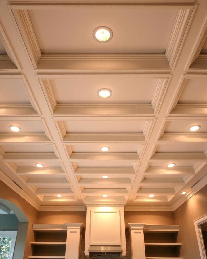 Coffered Ceiling with Recessed Lighting