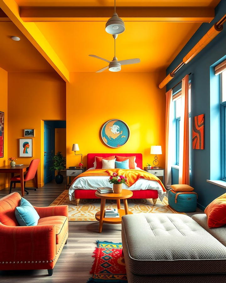 Colorful Loft Bedroom