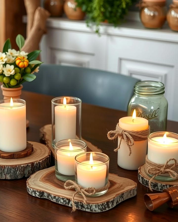 Combine Candles with Rustic Elements