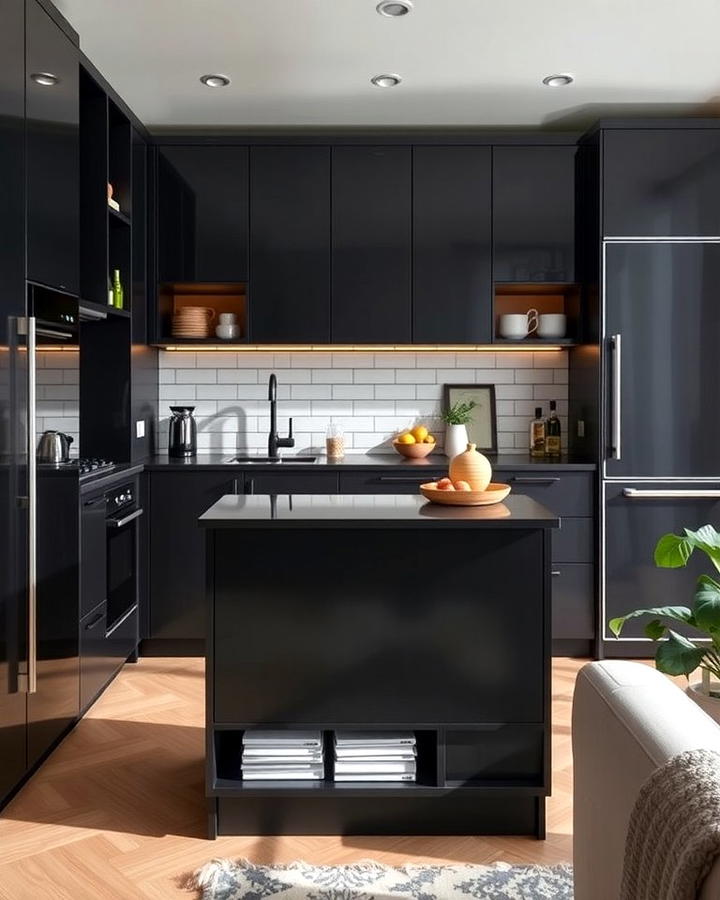 Compact Black Island for Small Spaces