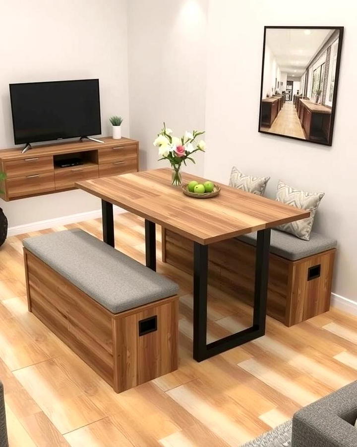 Compact Dining Table with Bench Seating