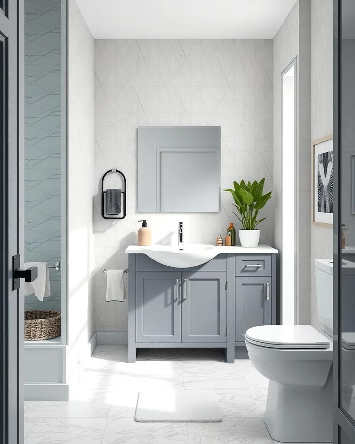 Compact Grey Corner Vanity