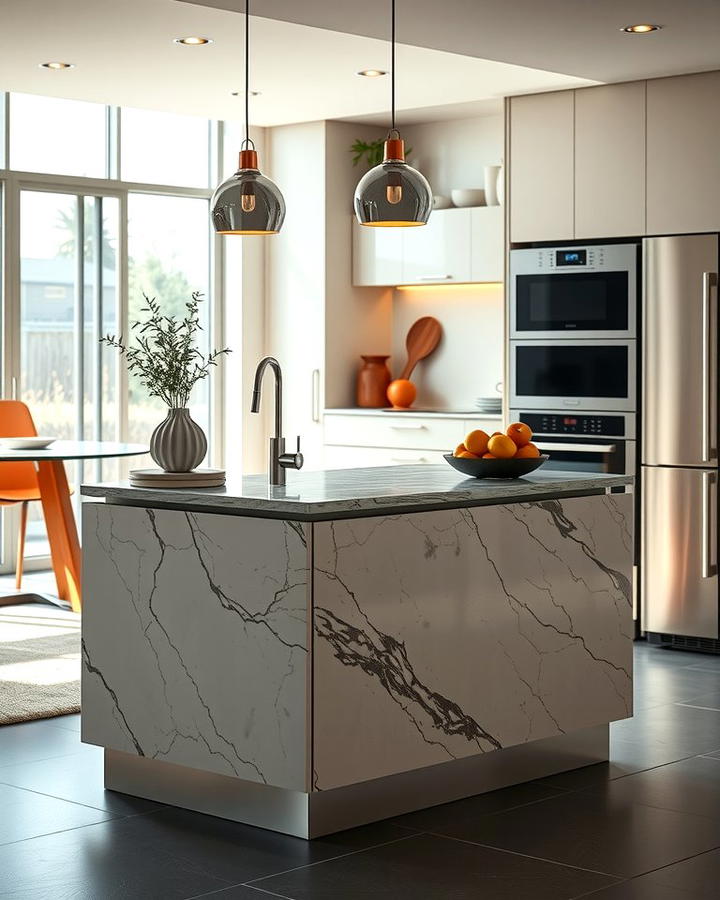 Compact Marble Island for Small Kitchens