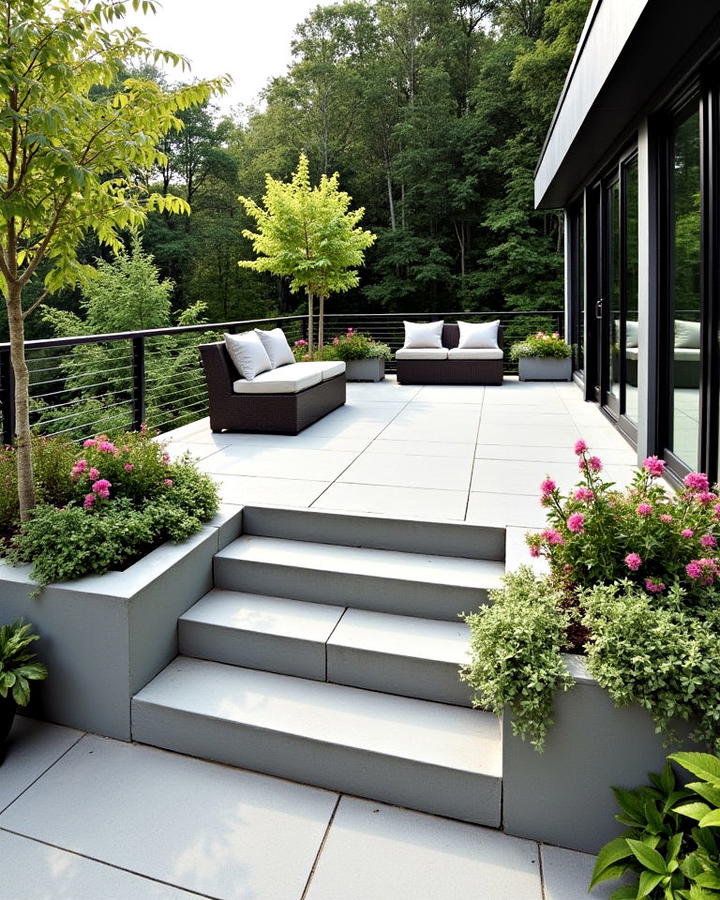 Concrete Deck With Built in Planters