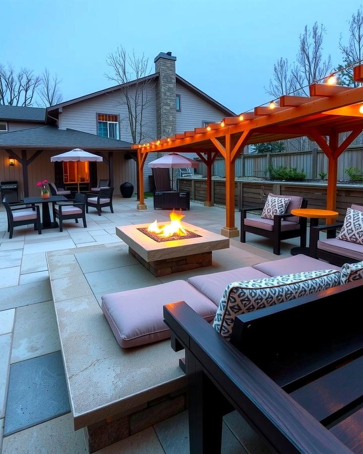 Concrete Deck with Fire Pit Integration