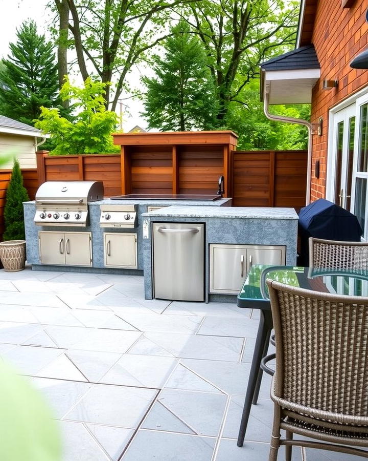 Concrete Deck with Outdoor Kitchen Setup