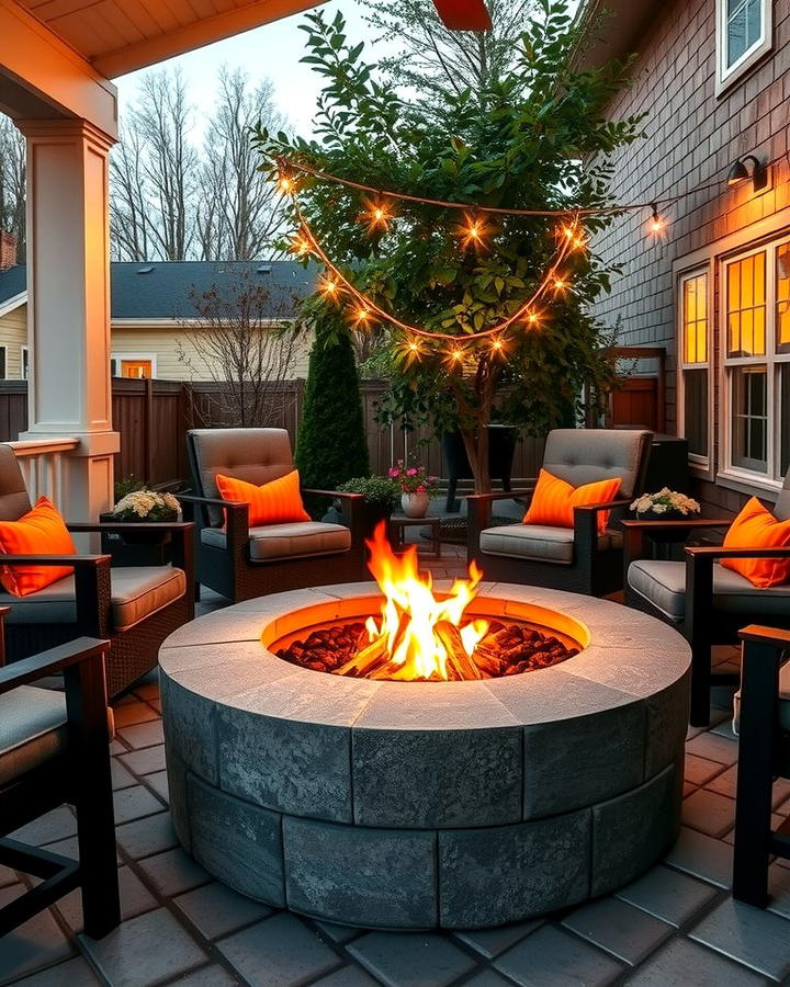 Concrete Fire Pit Feature