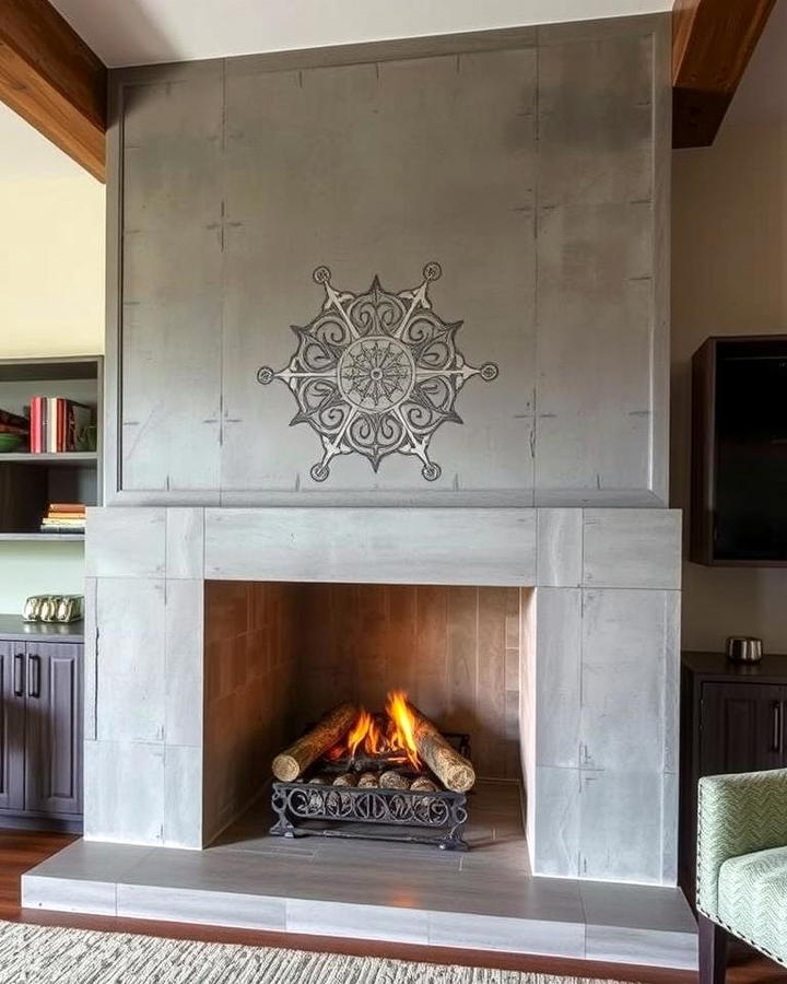 Concrete Fireplaces with Custom Engravings