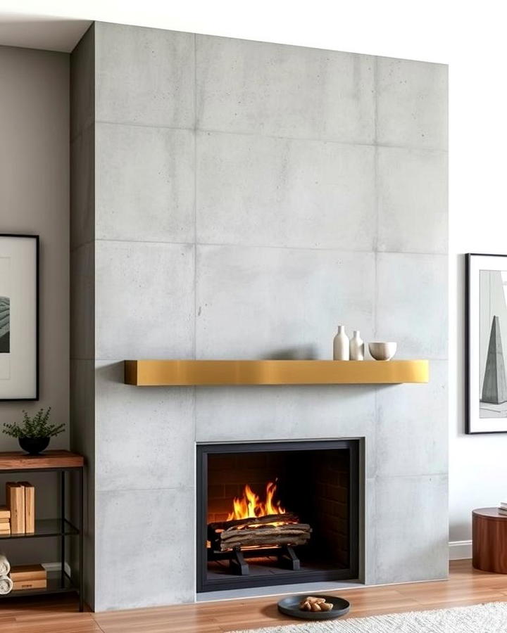 Concrete Fireplaces with Metal Accents