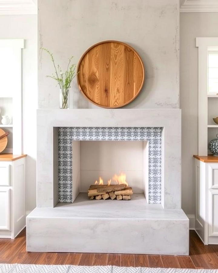 Concrete Fireplaces with Tile Accents