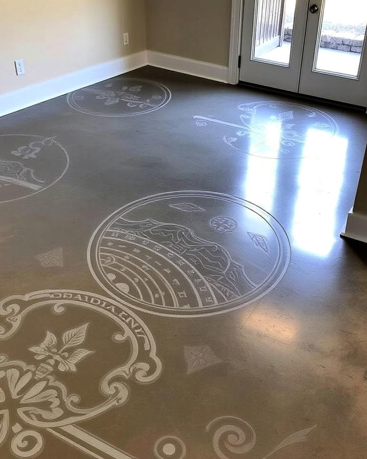 Concrete Floor With Artistic Etching