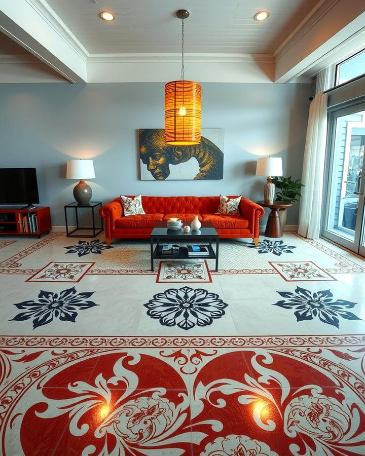 Concrete Floors with Artistic Stenciling