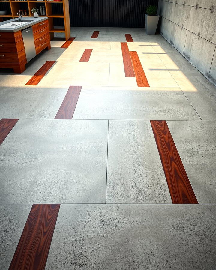 Concrete Floors with Wood Inlays