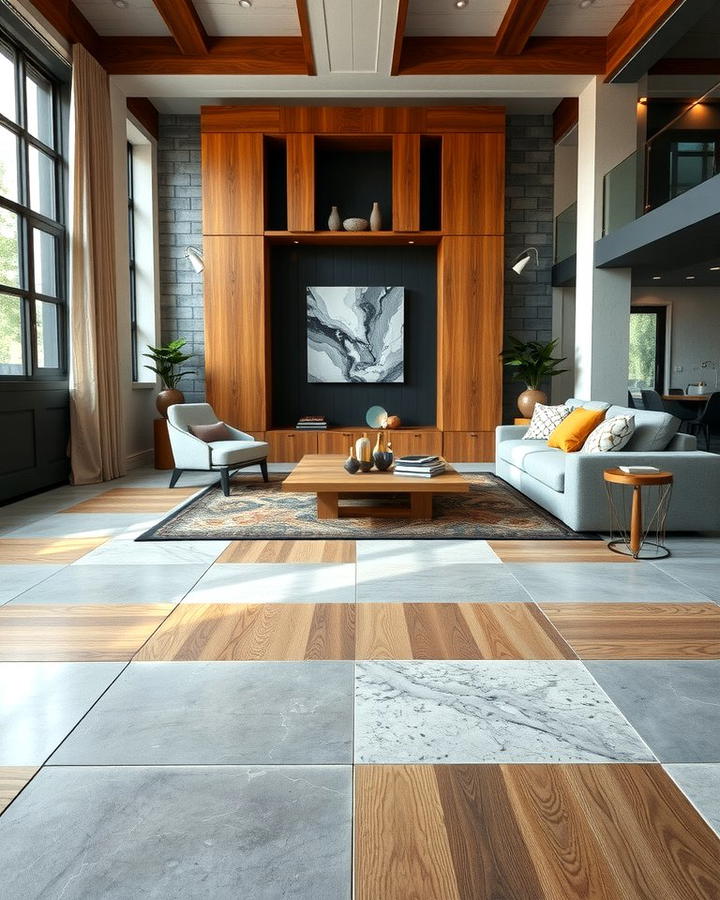 Concrete Floors with Wooden Inlays