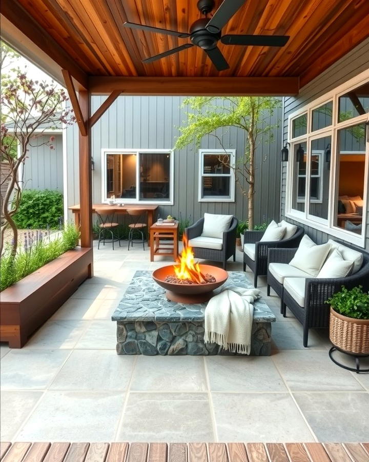 Concrete Porch with Fire Pit