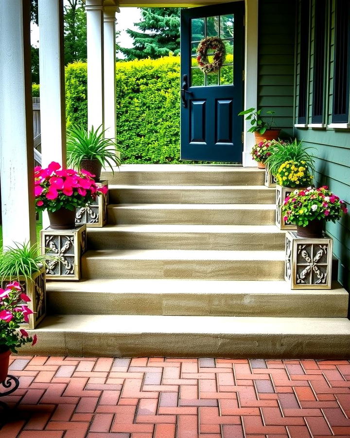 Concrete Steps with Built In Planters