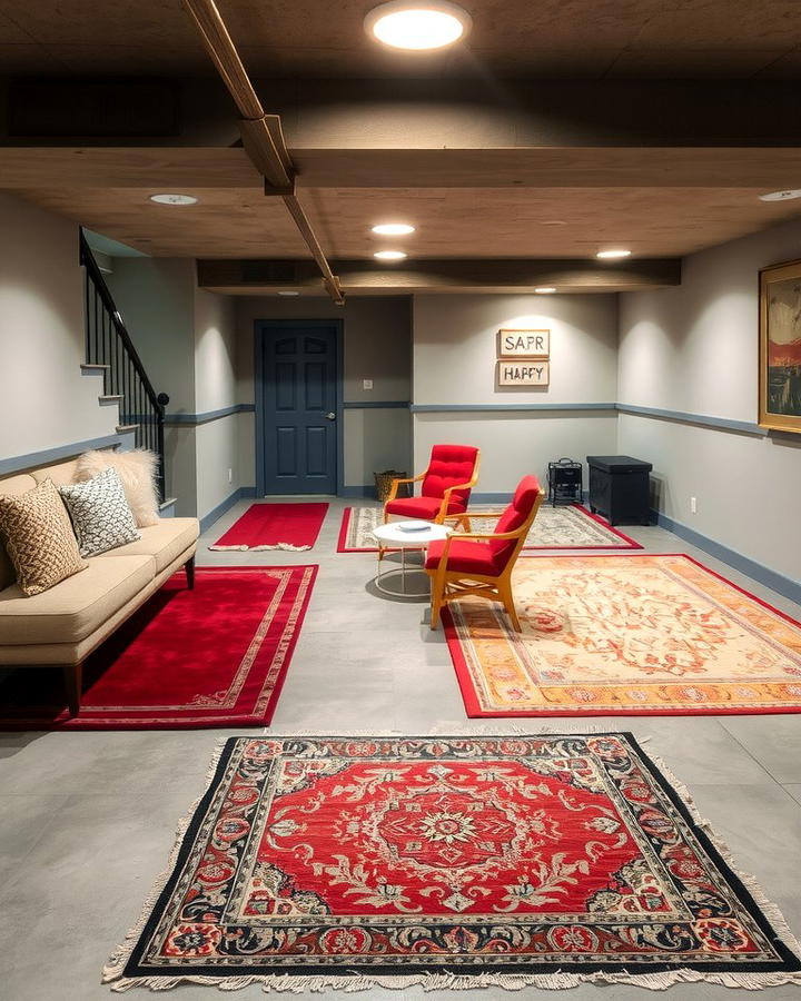 Concrete With Area Rugs