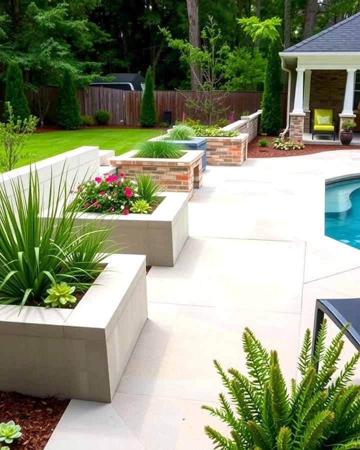 Concrete with Integrated Planters