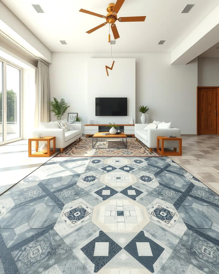 Concrete with a Geometric Pattern Overlay