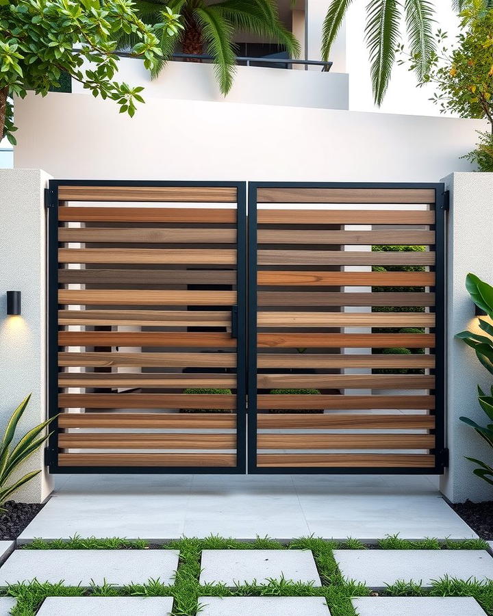 Contemporary Horizontal Slat Gate