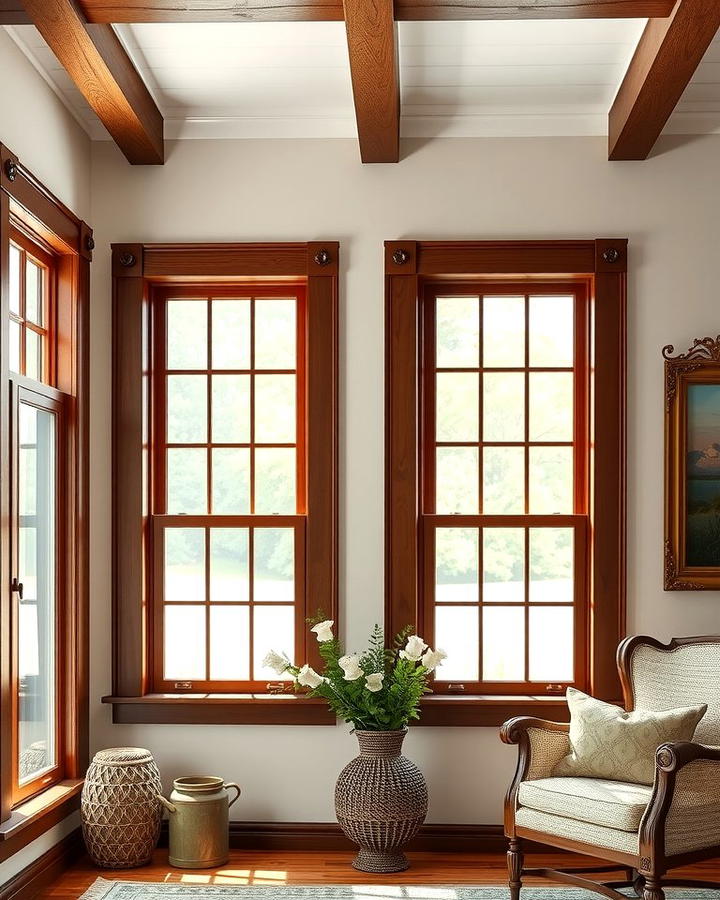 Contrasting Dark Wood Trim