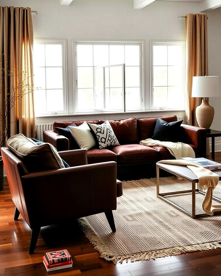 Contrasting Textiles Eclectic Living Room