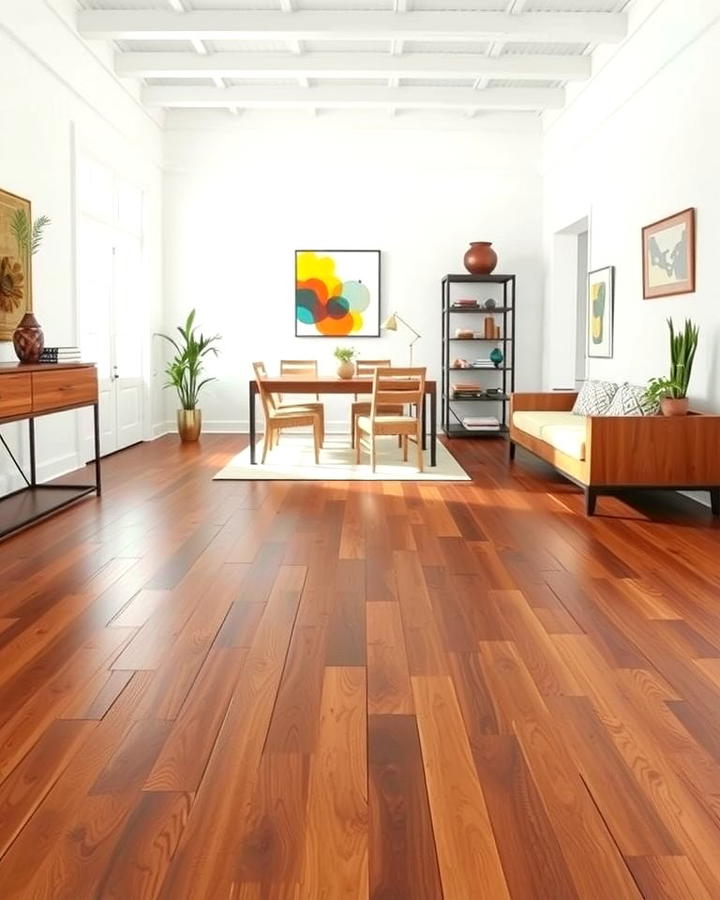 Contrasting White Walls with Dark Walnut Floors