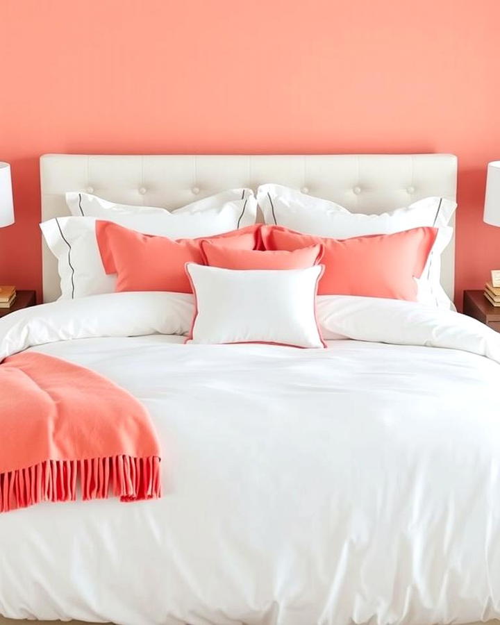 Coral and White Bedding