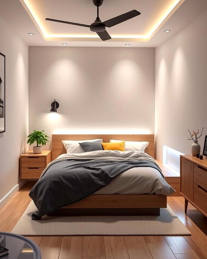 Corner Bed with Built In Lighting