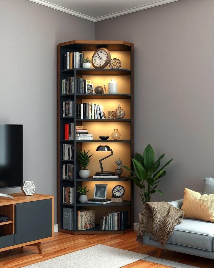 Corner Bookshelf Tower