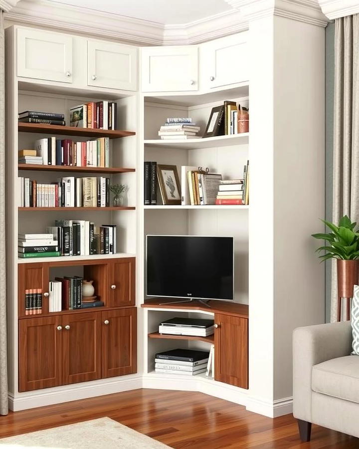 Corner Bookshelves with Doors