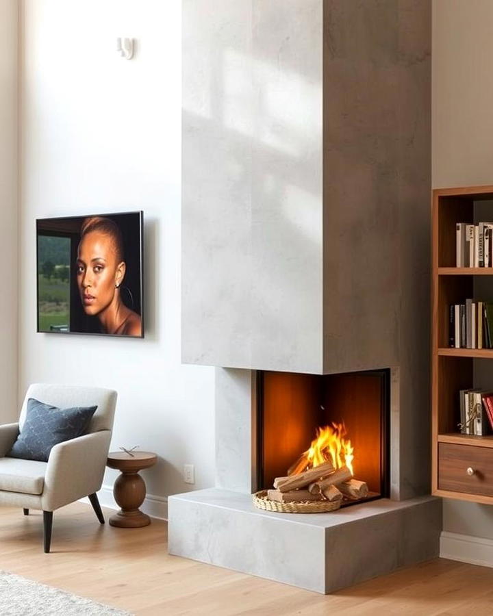 Corner Concrete Fireplaces