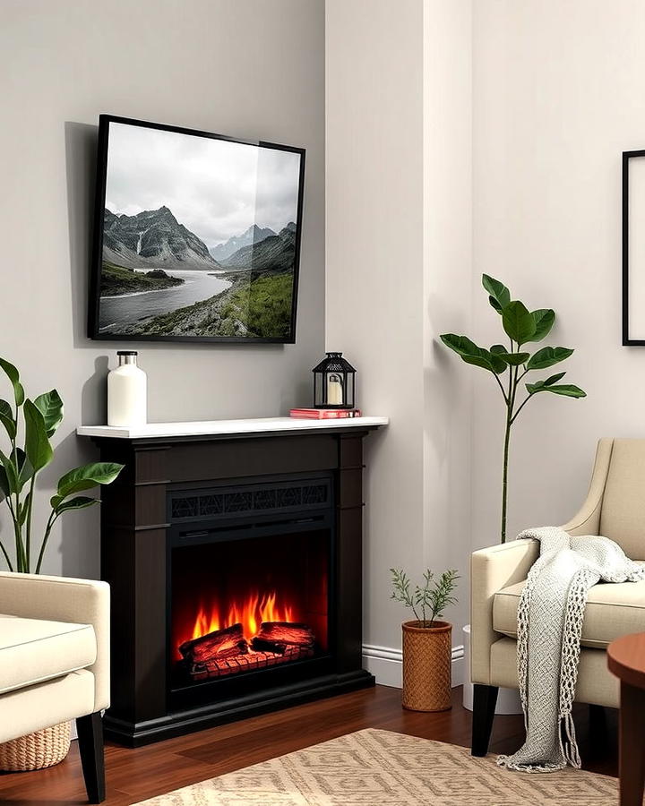 Corner Electric Fireplace Idea