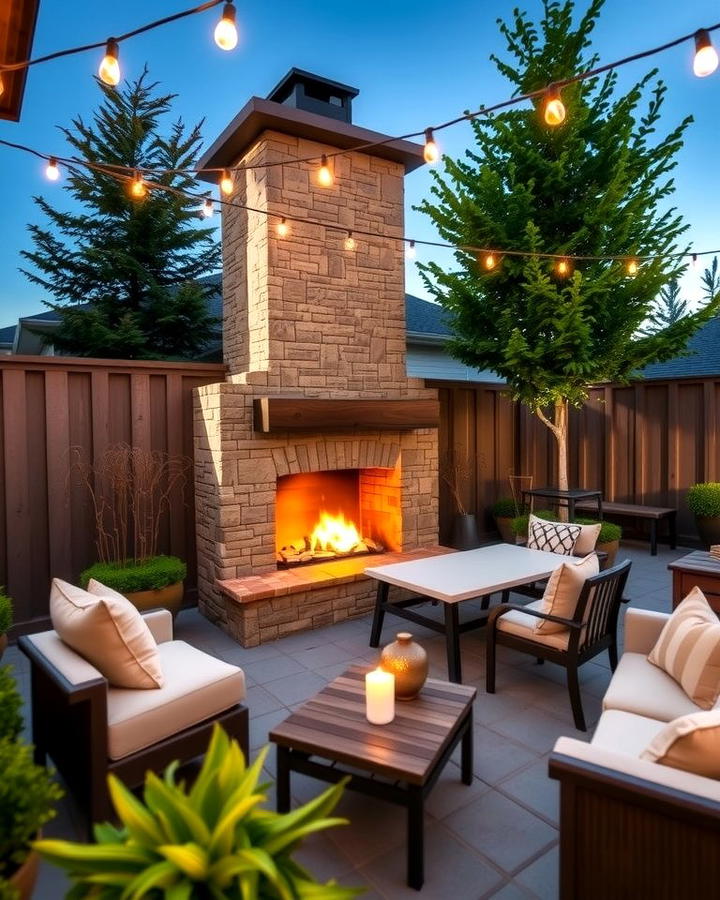 Corner Fireplace in Outdoor Living Spaces