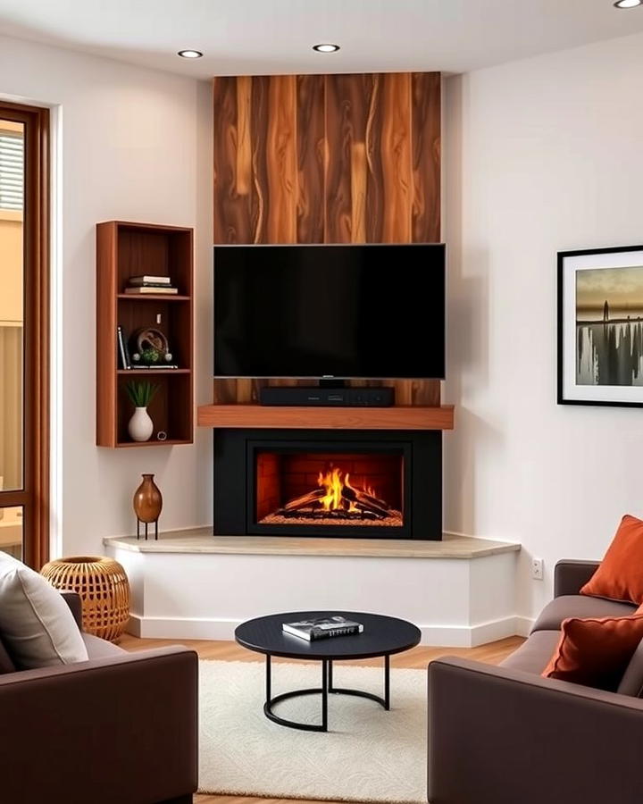 Corner Fireplace with TV Mount