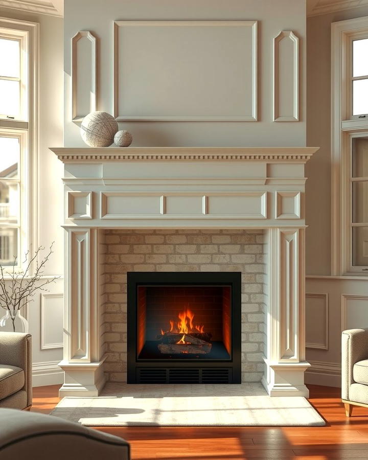 Corner Fireplace with Wraparound Mantel